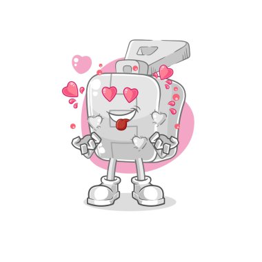 the zipper fallin love vector. cartoon character