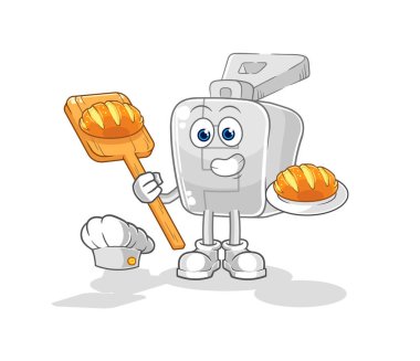 the zipper baker with bread. cartoon mascot vector