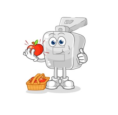 the zipper eating an apple illustration. character vector