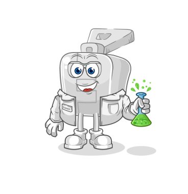 the zipper scientist character. cartoon mascot vector