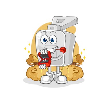 the zipper propose with ring. cartoon mascot vector