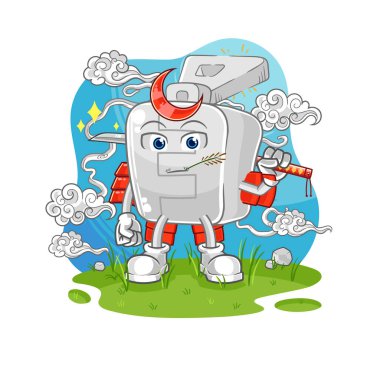 the zipper samurai cartoon. cartoon mascot vector