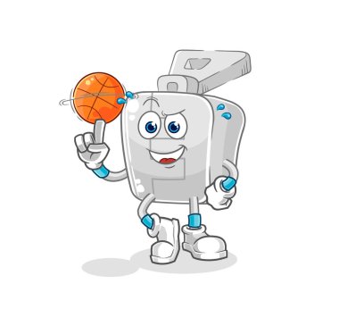 the zipper playing basket ball mascot. cartoon vector