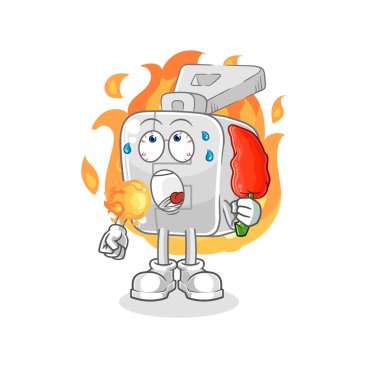 the zipper eat hot chilie mascot. cartoon vector