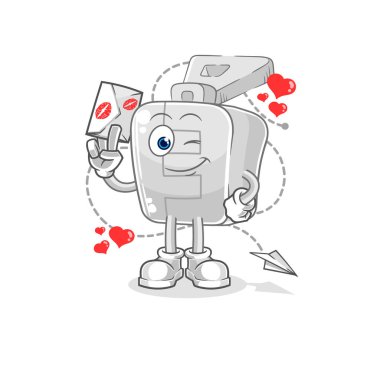 the zipper hold love letter illustration. character vector