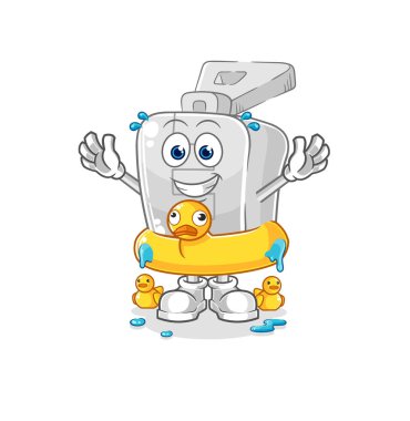 the zipper with duck buoy cartoon. cartoon mascot vector