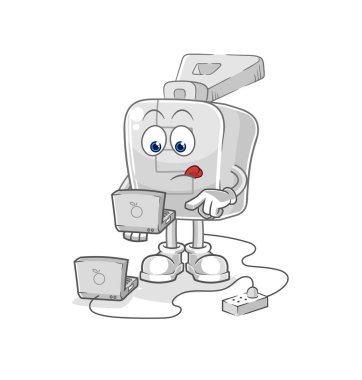 the zipper with laptop mascot. cartoon vector