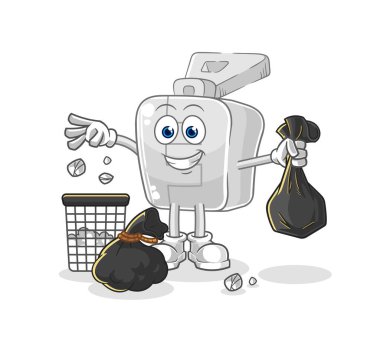 the zipper Throw garbage mascot. cartoon vector