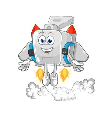 the zipper with jetpack mascot. cartoon vector