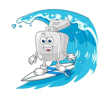 the zipper surfing character. cartoon mascot vector