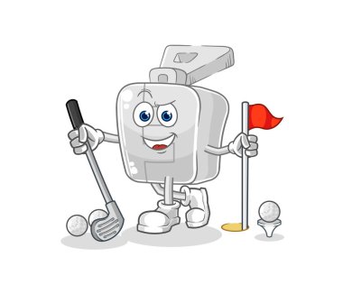 the zipper playing golf vector. cartoon character