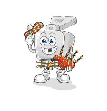 the zipper scottish with bagpipes vector. cartoon character