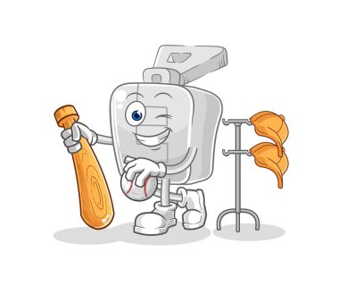 the zipper playing baseball mascot. cartoon vector