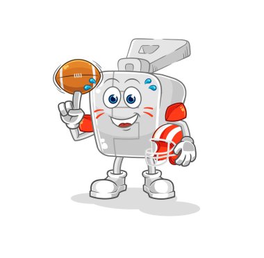 the zipper playing rugby character. cartoon mascot vector