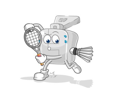 the zipper playing badminton illustration. character vector