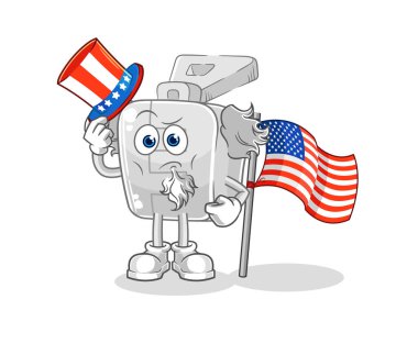 the zipper uncle sam character. cartoon mascot vector