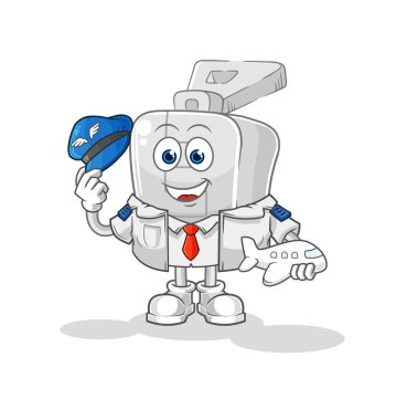 the zipper pilot mascot. cartoon vector