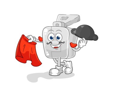 the zipper matador with red cloth illustration. character vector