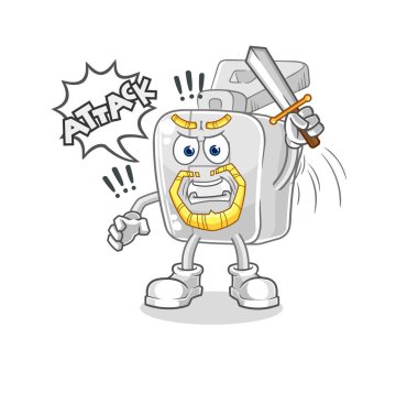 the zipper knights attack with sword. cartoon mascot vector