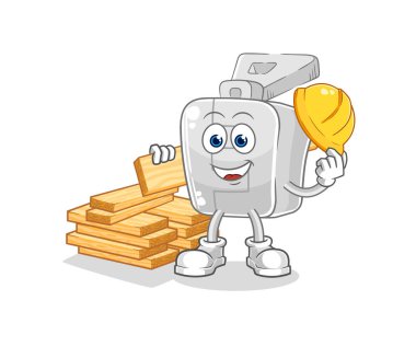 the zipper builder vector. cartoon character