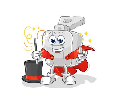 the zipper magician illustration. character vector