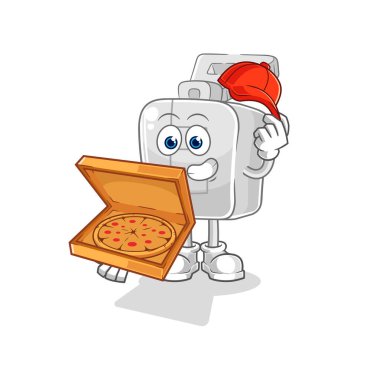 the zipper pizza delivery boy vector. cartoon character