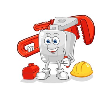 the zipper plumber cartoon. cartoon mascot vector