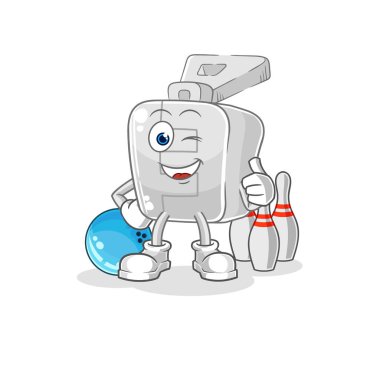 the zipper play bowling illustration. character vector