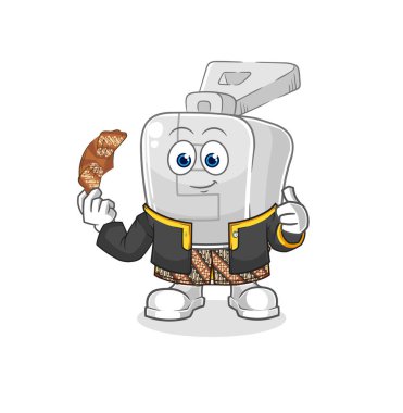 the zipper Javanese character. cartoon mascot vector