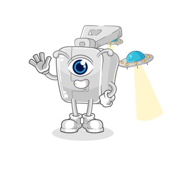 the zipper alien cartoon mascot vector