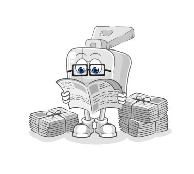 the zipper read newspaper cartoon. character vector