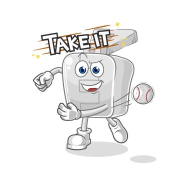 the zipper throwing baseball vector. cartoon character