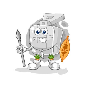 the zipper african tribal fighter mascot. cartoon vector