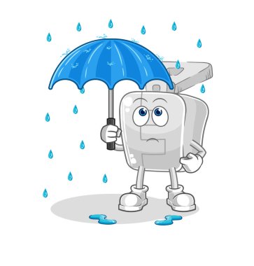 the zipper holding an umbrella illustration. character vector