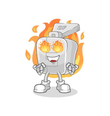 the zipper on fire mascot. cartoon vector