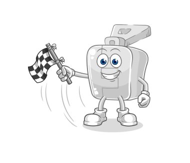 the zipper hold finish flag. cartoon mascot vector