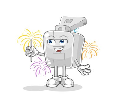 the zipper with fireworks mascot. cartoon vector