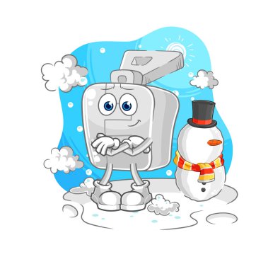 the zipper in cold winter character. cartoon mascot vector