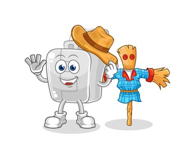 the zipper with scarecrows cartoon character vector