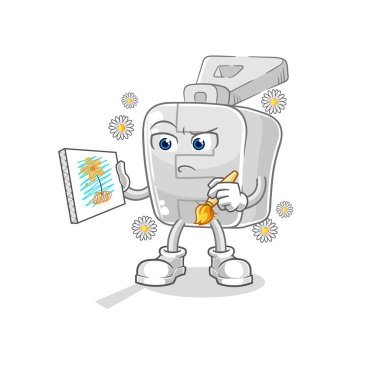 the zipper traditional painter cartoon character vector