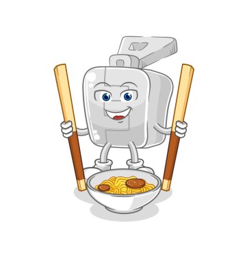 the zipper eat noodle cartoon. character mascot vector