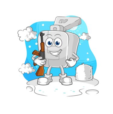 the zipper soldier in winter. character mascot vector