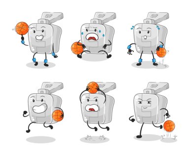 the zipper basketball player group character. mascot vector