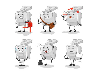 the zipper postman set character. cartoon mascot vector