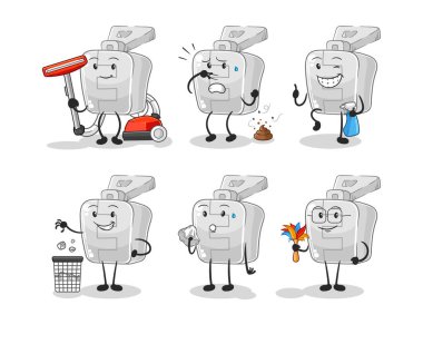 the zipper cleaning group character. cartoon mascot vector