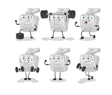 the zipper exercise set character. cartoon mascot vector