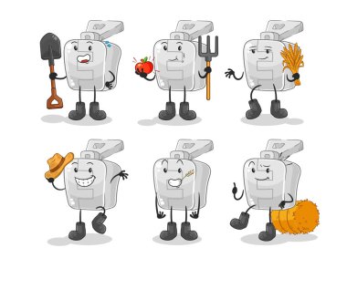 the zipper farmer group character. cartoon mascot vector
