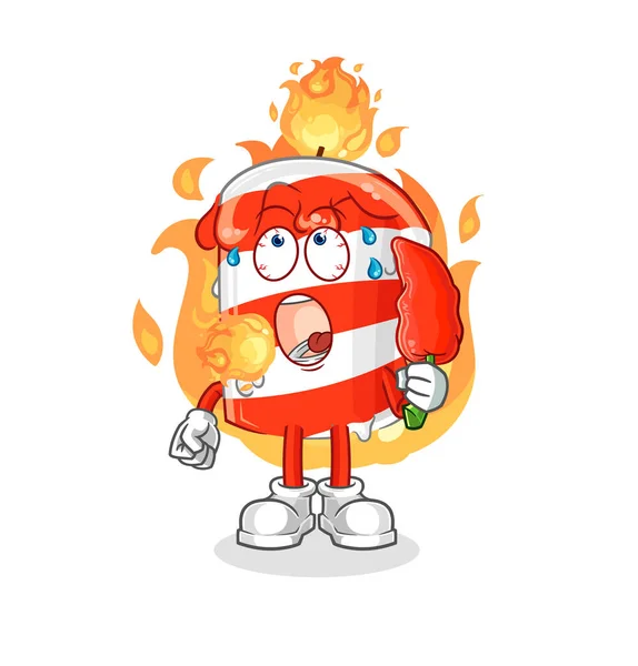 Birthday Candle Eat Hot Chilie Mascot Cartoon Vector — Vettoriale Stock