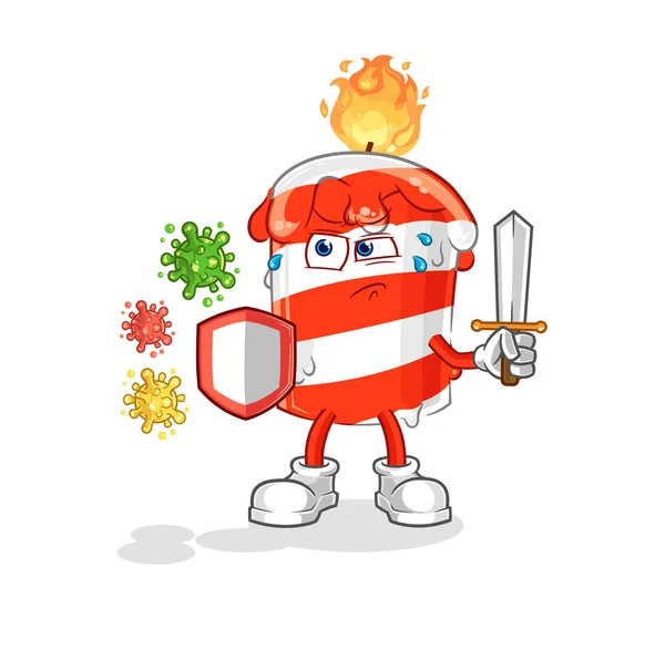 Birthday Candle Viruses Cartoon Cartoon Mascot Vector — Stock Vector