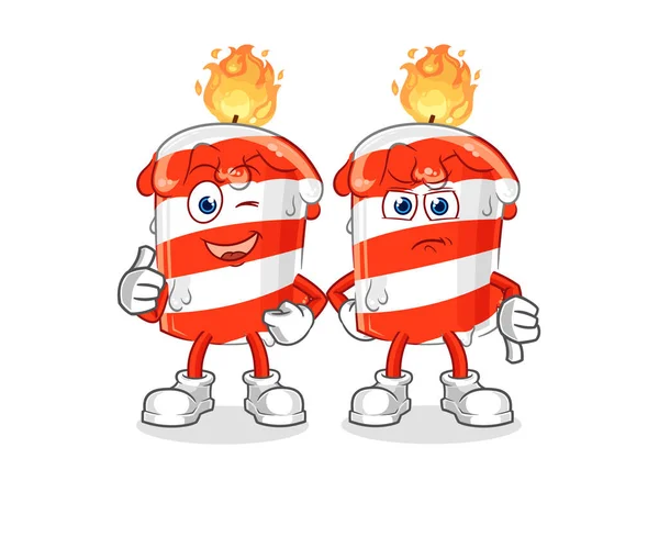 Birthday Candle Thumbs Thumbs Cartoon Mascot Vector — Stock Vector